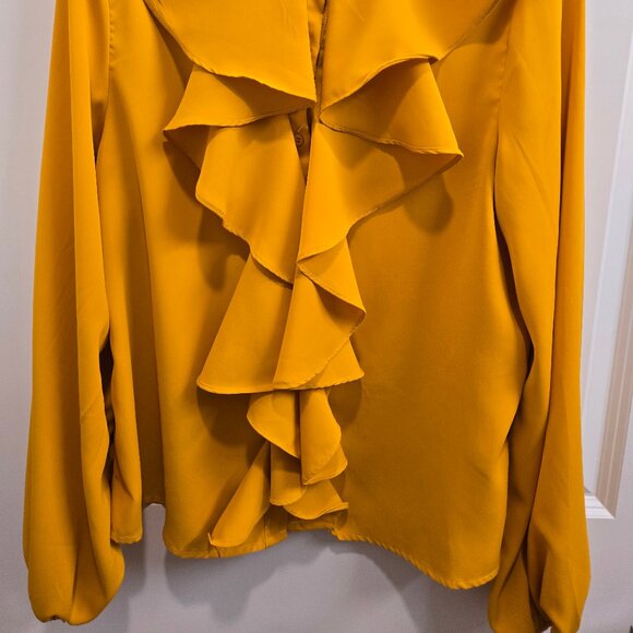 Yellow Ruffle Front Poets Blouse - Picture 5 of 5
